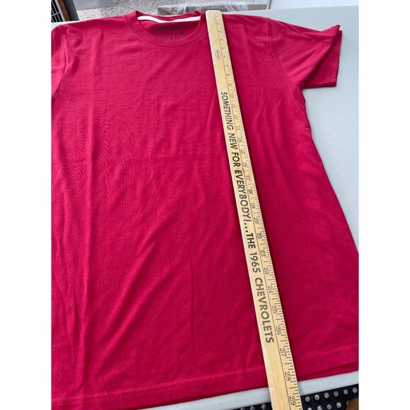 Homefield Crewneck Short Sleeve T Shirt Mens MED Red Cotton Poly Plaid Basic Tee - Picture 4 of 6